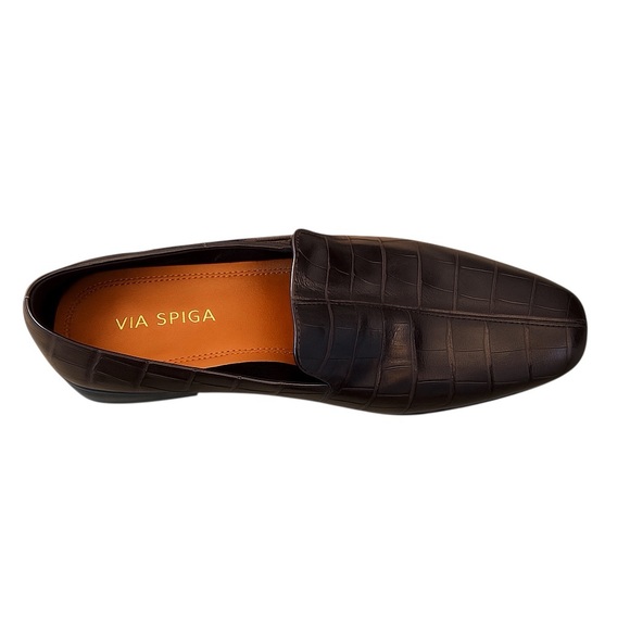 Via Spiga Black Croc Embossed Leather Loafers – Women US 6.5 / EU 36.5 / UK 3.5 - Picture 3 of 11